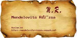 Mendelovits Rózsa névjegykártya